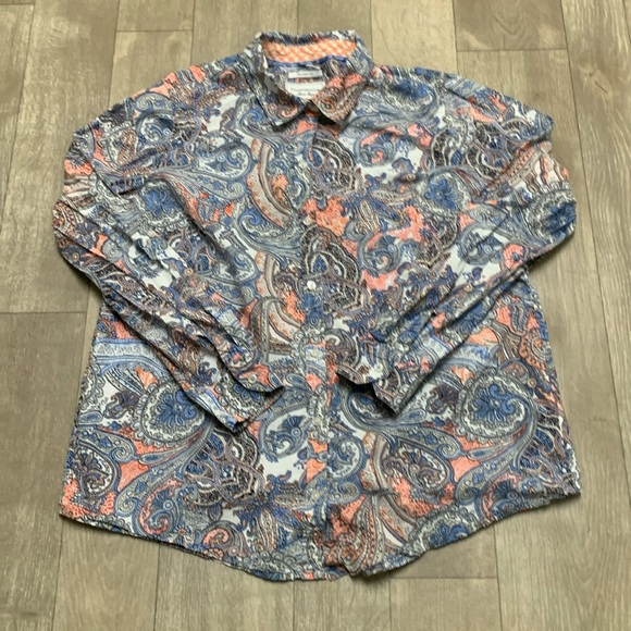 Womens Charter Club Paisley Relaxed‎ Fit Button Down Longsleeve Shirt - Picture 1 of 6